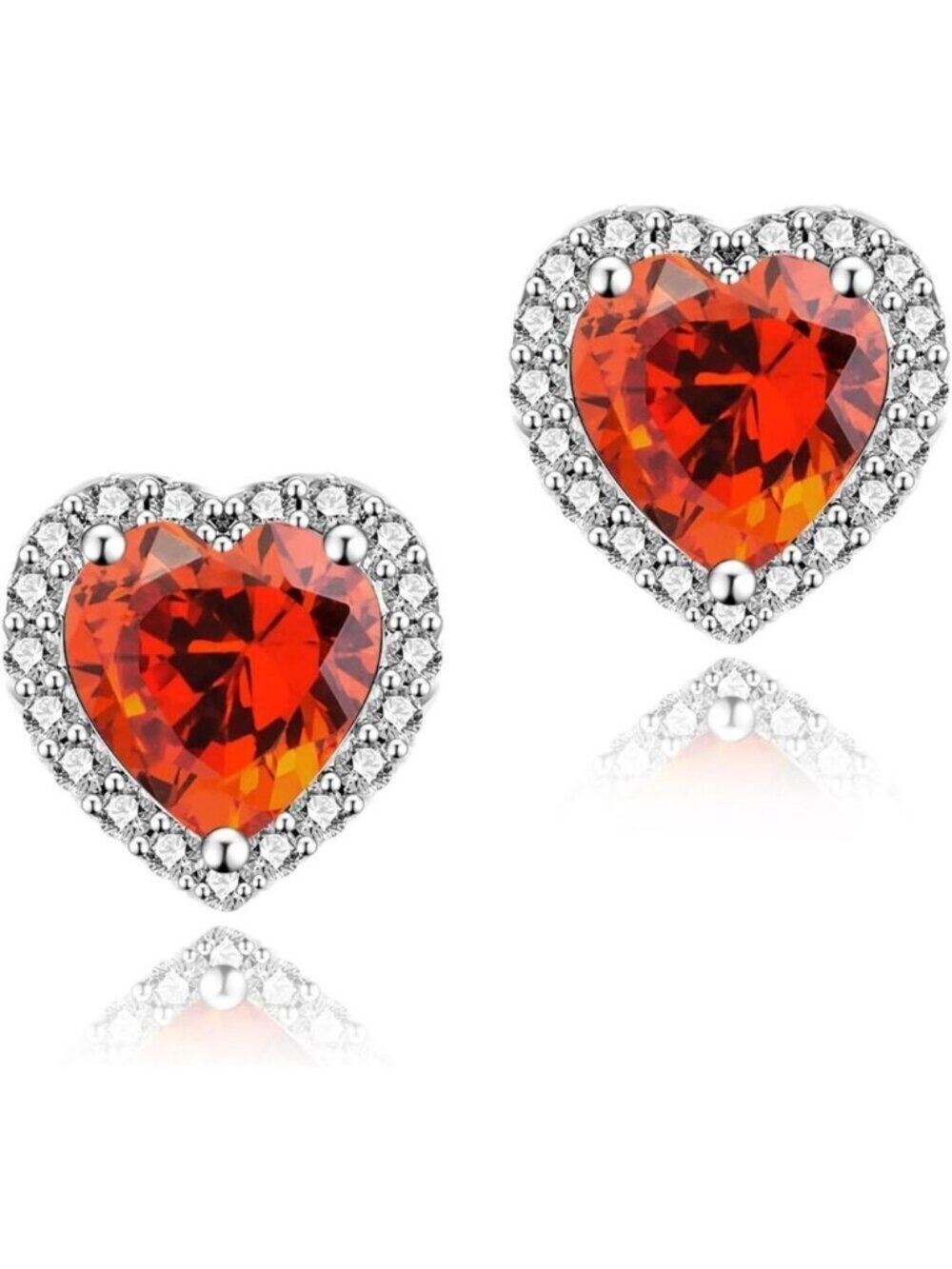Women's Heart Orange Elegant Mall Dainty Halo Birthstone Cubic Zirconia Earring
